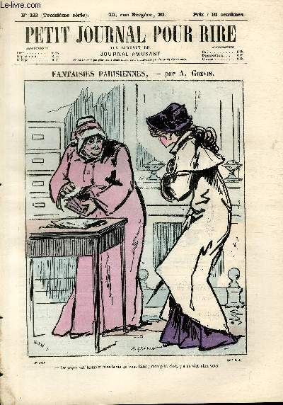 Petit journal pour rire  N233 de la 3 srie, Fantaisies parisiennes par Grvin.
