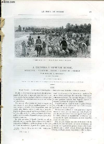 LE TOUR DU MONDE, NOUVEAU JOURNAL DES VOYAGES - A TRAVERS L'ARMENIE RUSSE, KARABAGH, VALLEE DE L'ARAXE, MASSIF DE L'ARABAT, PAR MADAME B.CHANTRE (A SUIVRE).