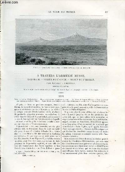 LE TOUR DU MONDE, NOUVEAU JOURNAL DES VOYAGES - A TRAVERS L'ARMENIE RUSSE, KARABAGH, VALLEE DE L'ARAXE, MASSIF DE L'ARABAT (SUITE), PAR MADAME B.CHANTRE.