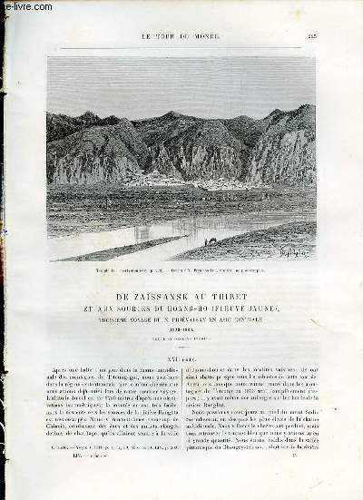 LE TOUR DU MONDE, NOUVEAU JOURNAL DES VOYAGES - DE ZAISSANSK AU THIBET ET AUX SOURCES DU HOANG-HO (FLEUVE JAUNE), 3me VOYAGE DE N.PRJEVALSKY EN ASIE CENTRALE.