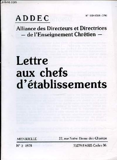 LETTRE AUX CHEFS D'ETABLISSEMENTS N2.
