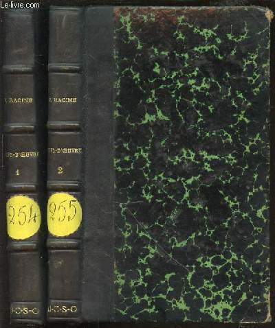 CHEFS-D'OEUVRE DE J. RACINE : TOME 1 (ANDROMAQUE, LES PLAIDEURS, BRITANNICUS, BERENICE, BAJAZET) + TOME 2 (MITHRIDATE, IPHIGENIE, PHEDRE, ESTHER, ATHALIE).